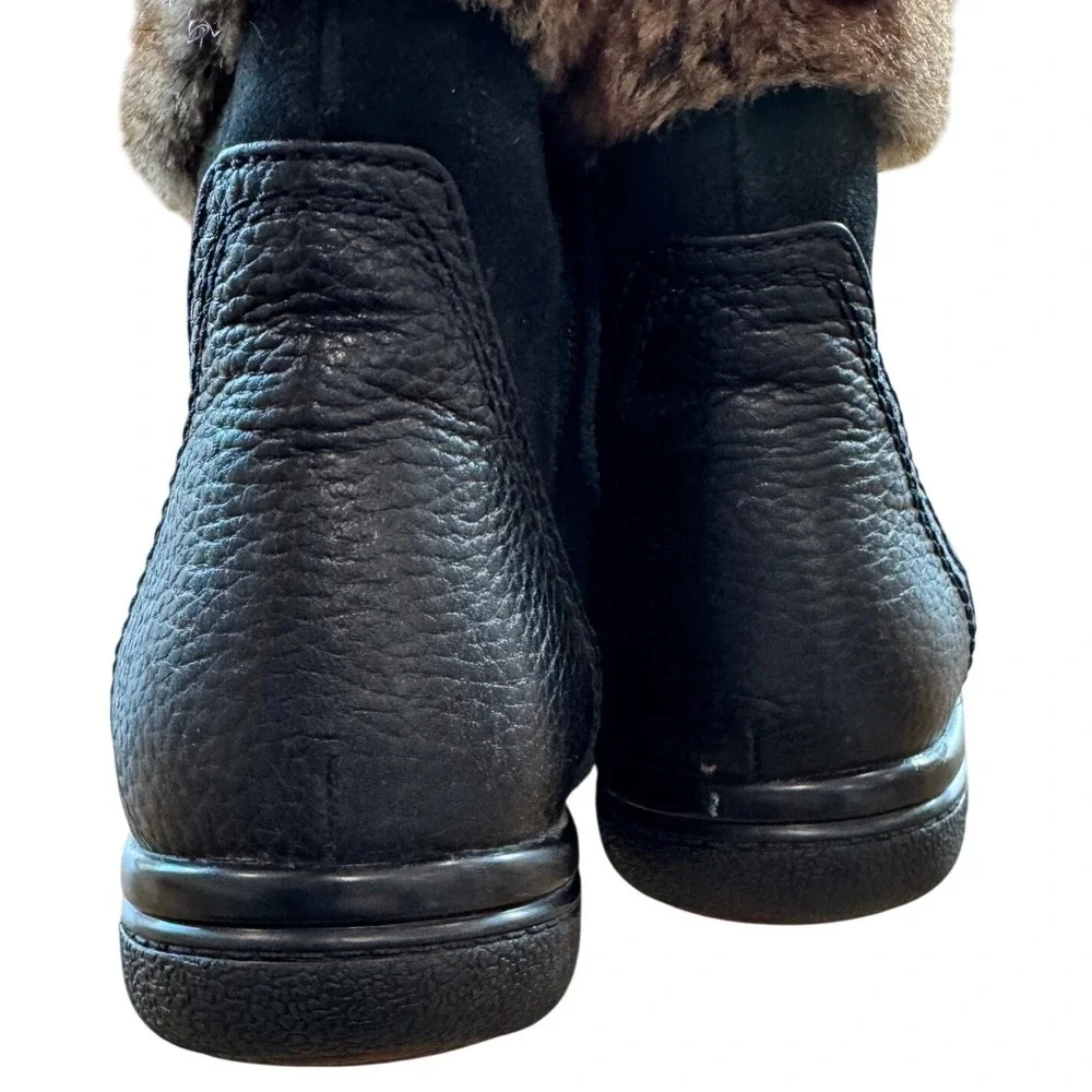 Clarks Winter Boots Womens 6.5 Black Faux Fur Suede Leather 26115744 Gorpcore
